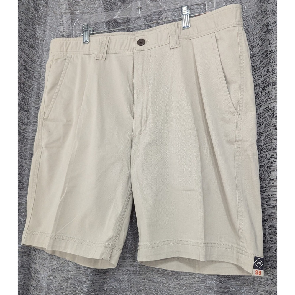 St John's Bay Men's Khaki Comfort Stretch Flat Front 9" Chino‎ Shorts Sz. 38 NWT